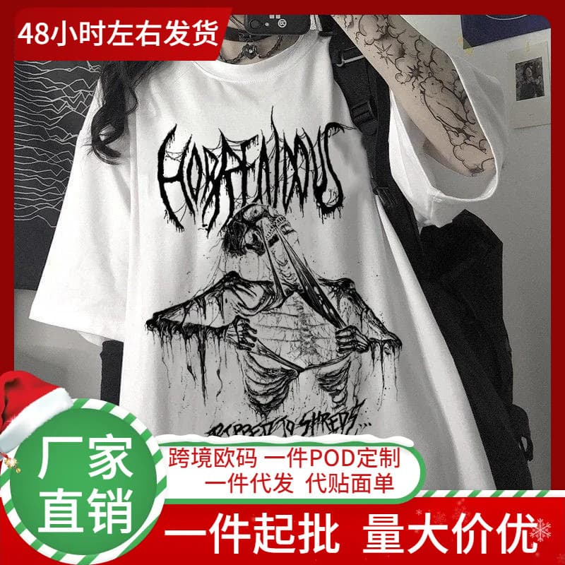 Summer Women T-shirts Goth Short Sleeve T Shirt Female Aesth