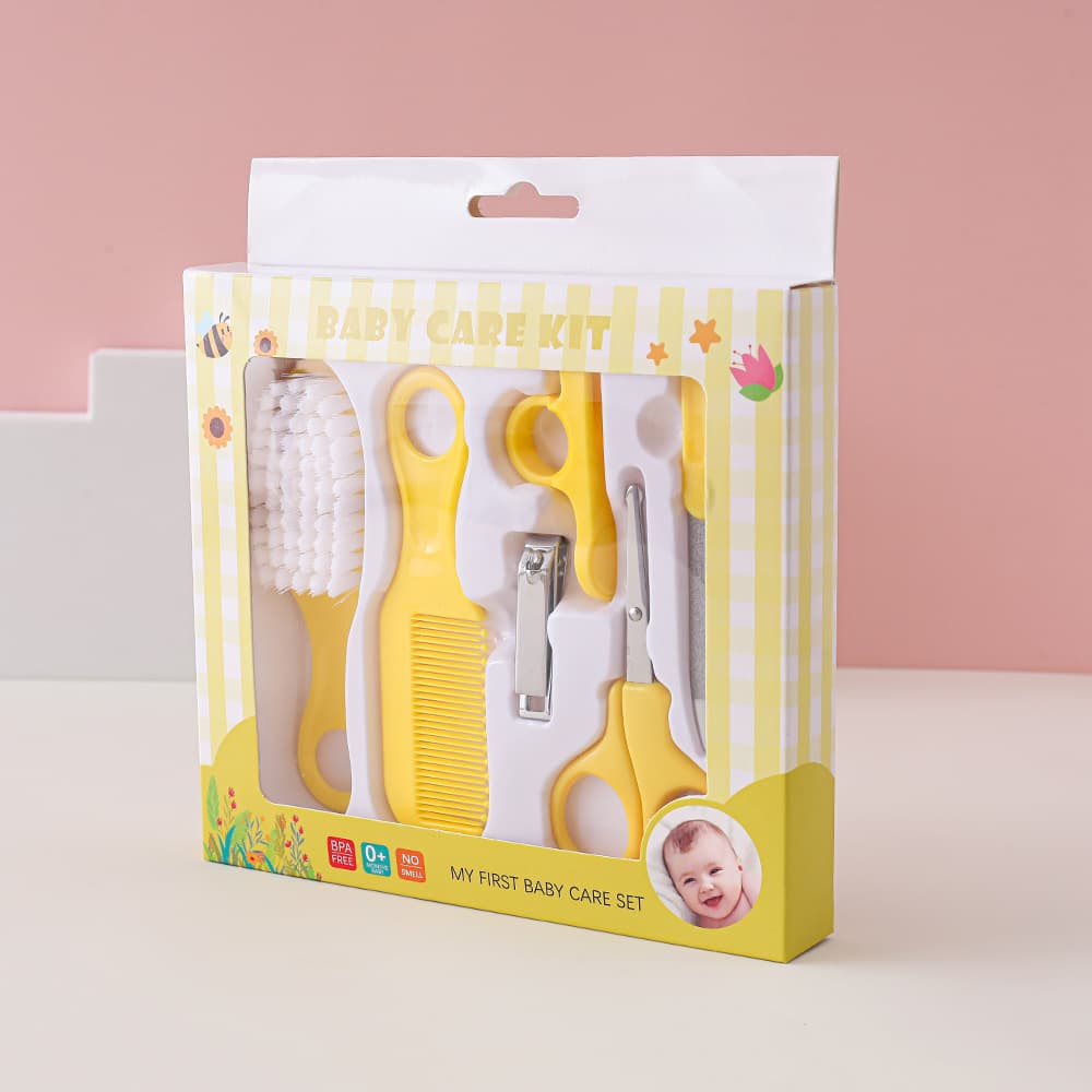 Hot-selling Baby Care Cleaning 6-Piece Set Nail Clipper Combo Kit Baby Safe Comb Brush Gift Box Wholesale