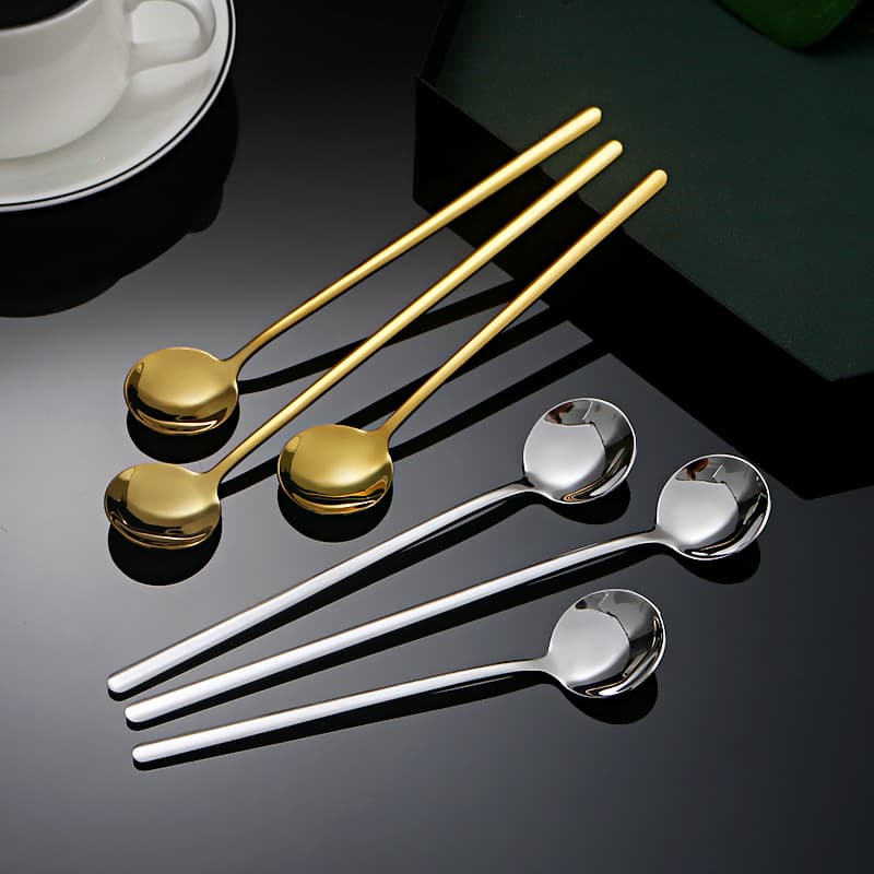 Cross-border 304 Stainless Steel Small Round Spoon Creative Gold Stirring Spoon for Bird's Nest, Honey, Coffee Thickened Gift