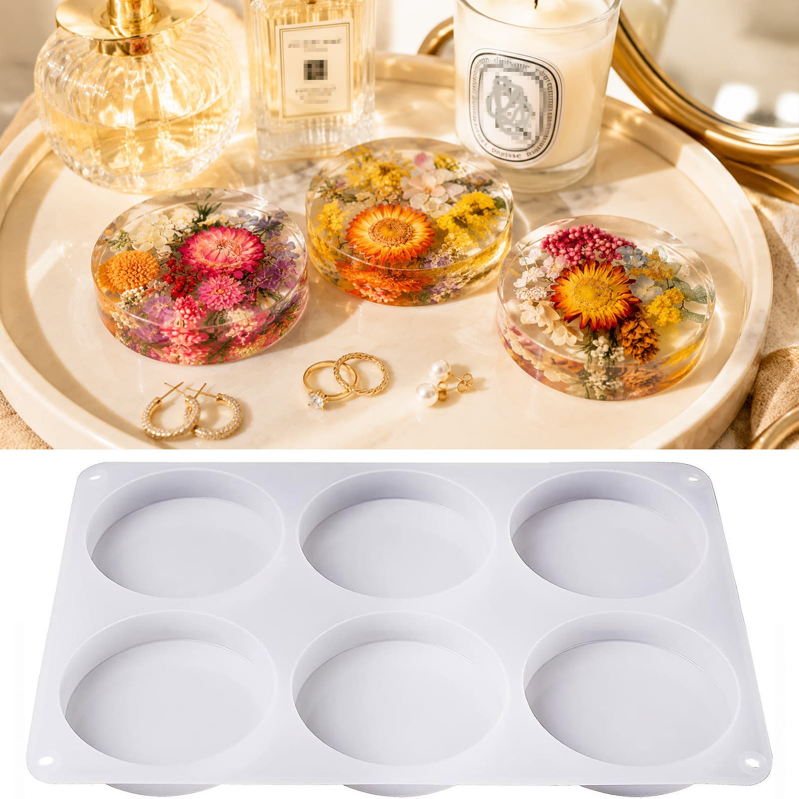 Thickened Round Coaster Crystal Epoxy Resin Mold DIY Round Plaster Coaster Decoration Silicone Epoxy Mold Wholesale