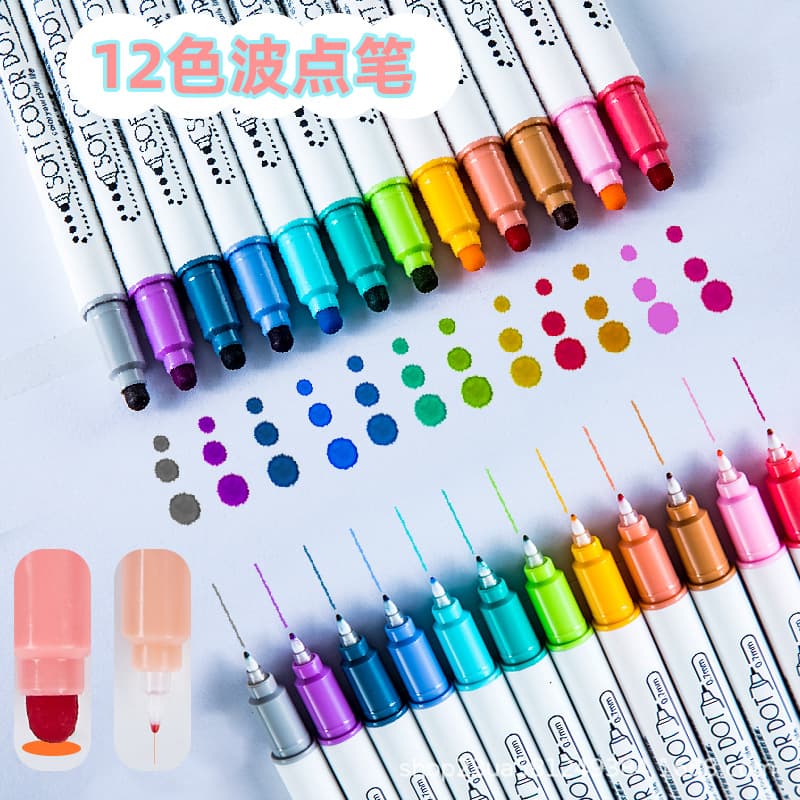 Weiyahui WYH016 color-changing polka dot color pen dot highlighter marking student double-headed thick and thin highlighter pen