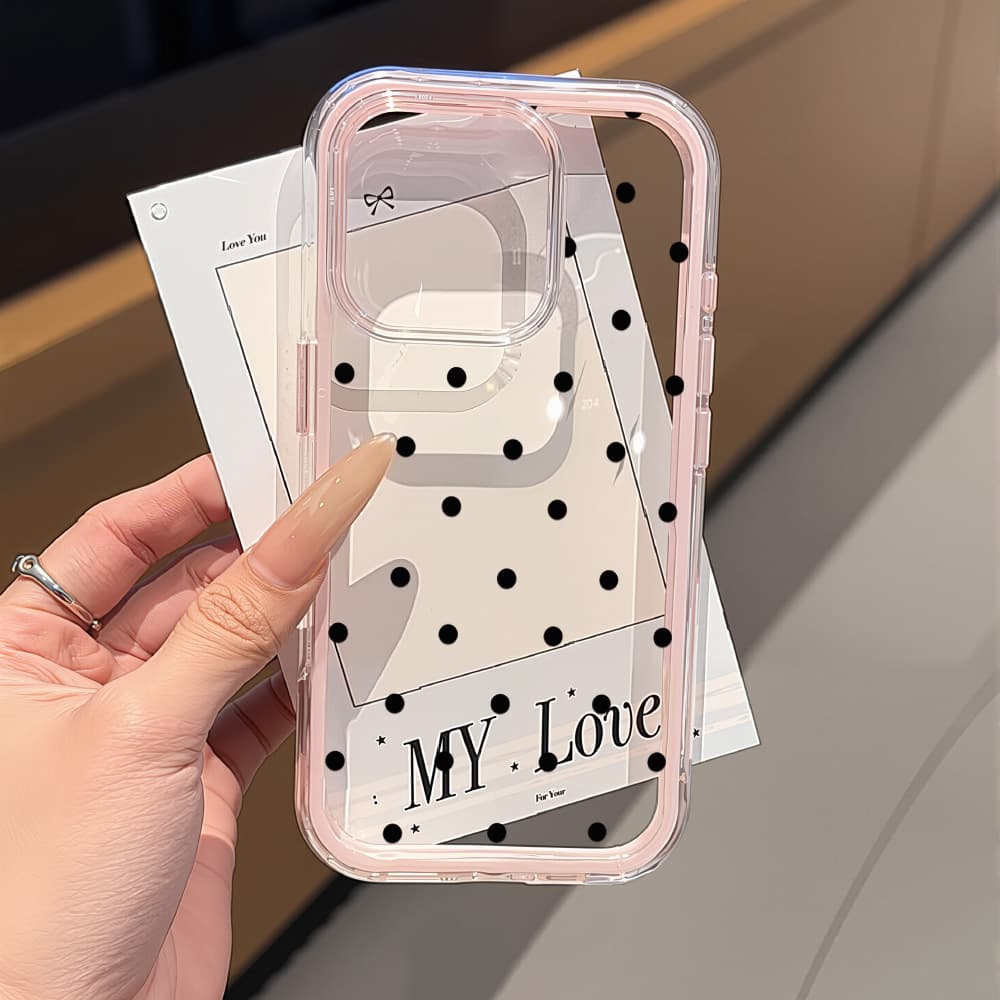 Spring fresh and full screen polka dots suitable for iPhone17ProMax two-in-one mobile phone protective case 16 niche 15