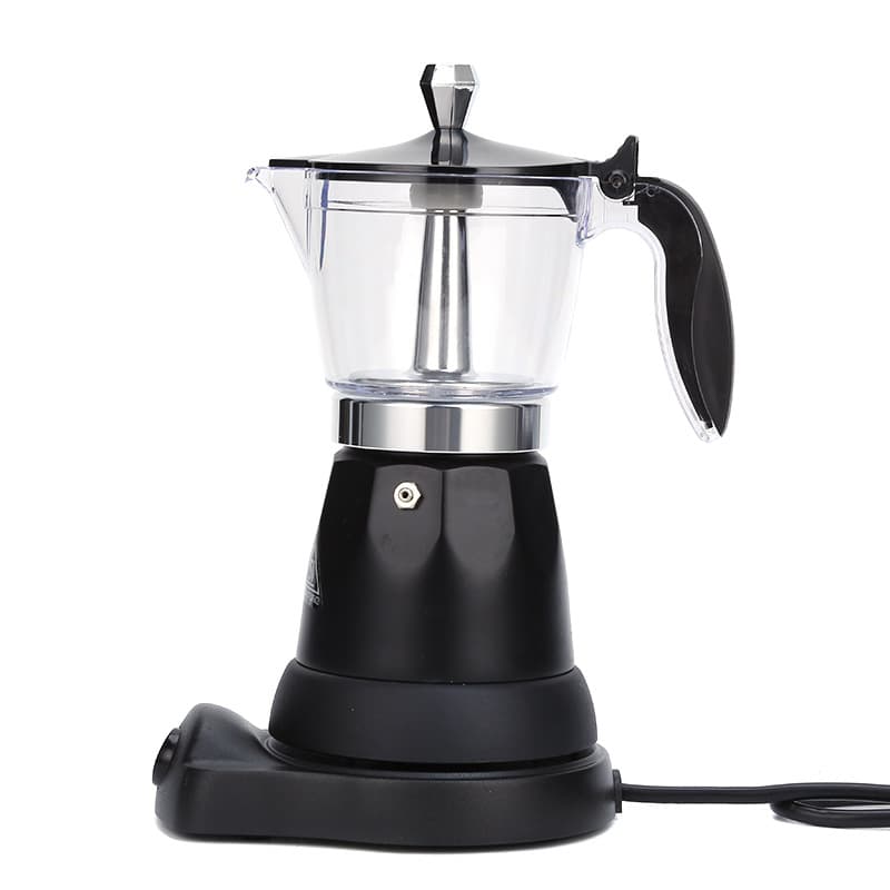 New electric coffee maker, plug-in aluminum moka pot, espresso maker, single valve pour-over coffee brewing.