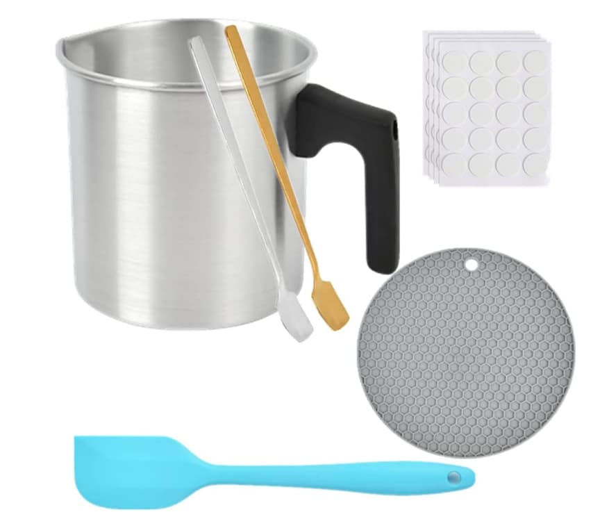 WOWOSS Candle Making Pouring Pot 1.2L DIY Candle Making Kit Wax Jars Aluminum Wax Melting Pot