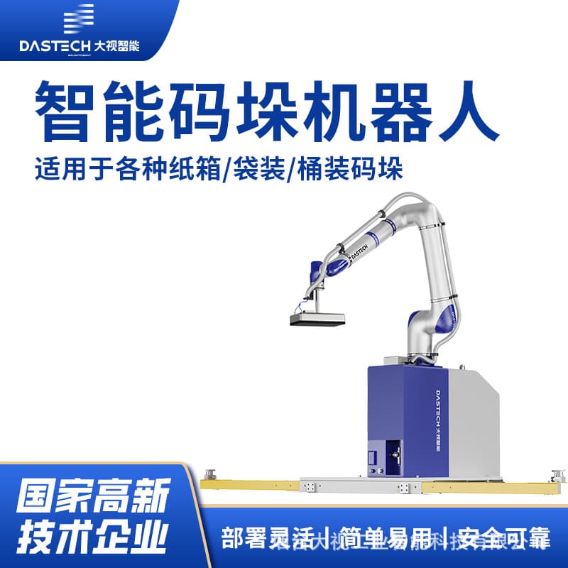 Large Vision Manufacturer's Palletizer, Collaborative Robot for Stacking and Packaging Line with Smart, Efficient Carton Grasping