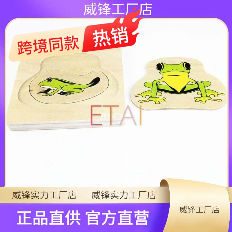 Montessori Kids Baby Toy, Infant Toddler Life Cycle of Frog Puzzle