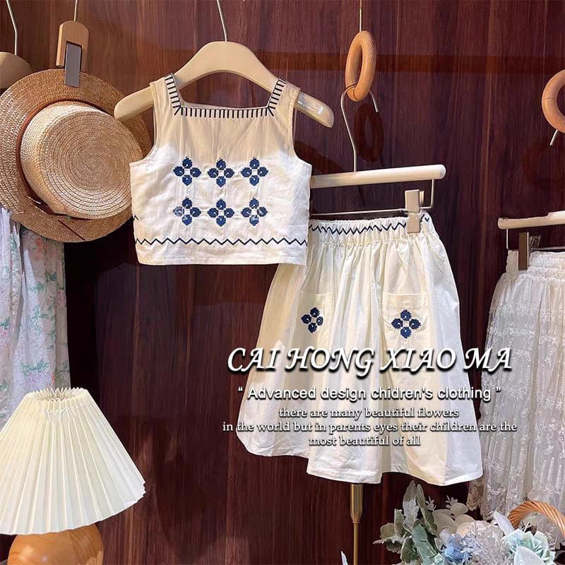Tian Xiaosi Girls' Summer Vest Set 26 New Style Sleeveless Shirt Top Baby Fashionable Wide Leg Pants