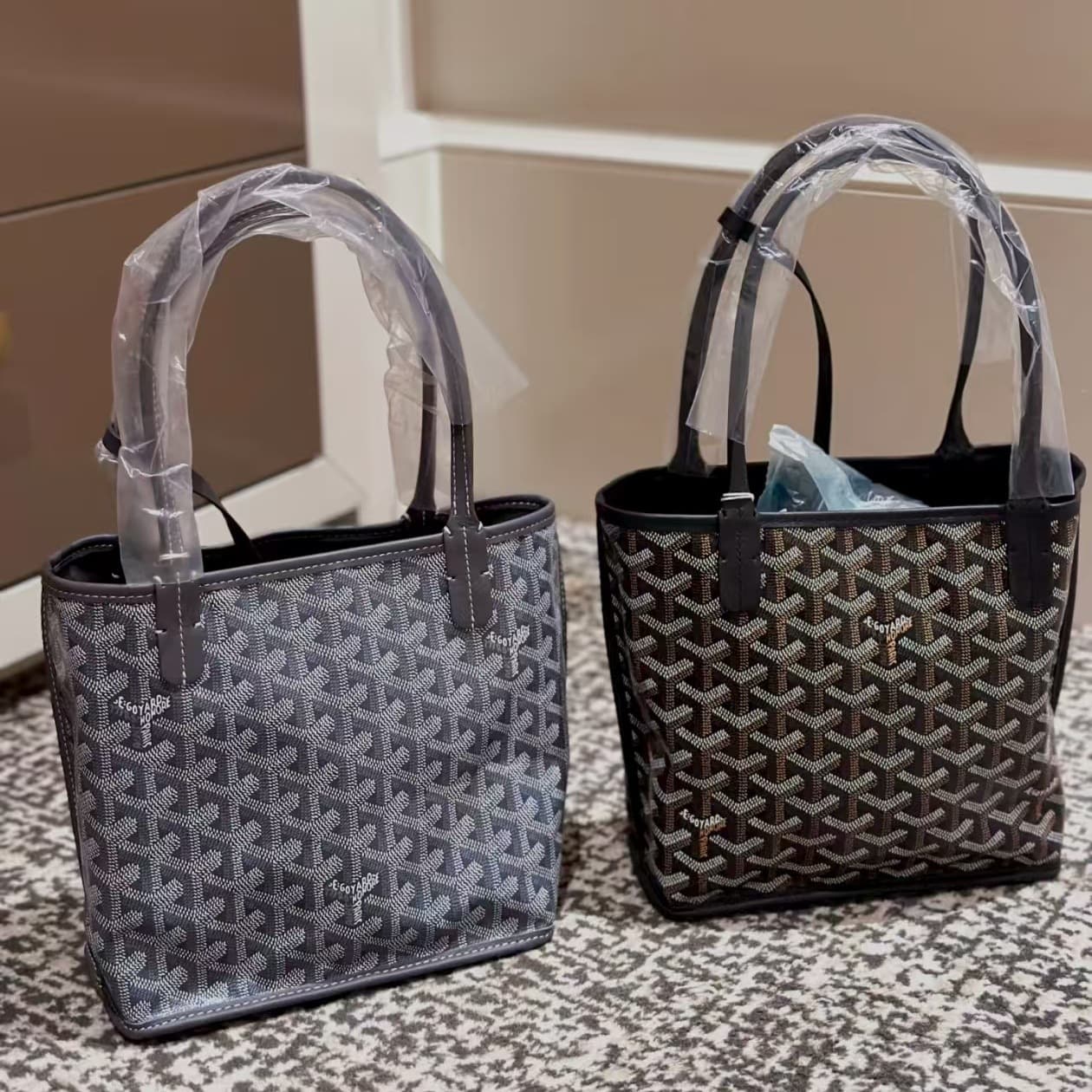Goya Mini Basket Shopping Bag Reversible Print Parent-Child Tote New Dog-Tooth Commuter Shoulder Tote Bag