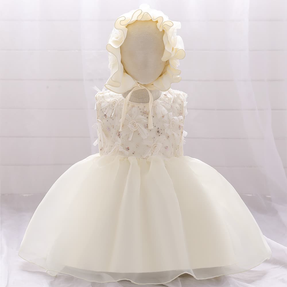 2026 New Baby Girl First Birthday Dress Toddler Flower Girl Tulle Tutu Dress with Hat