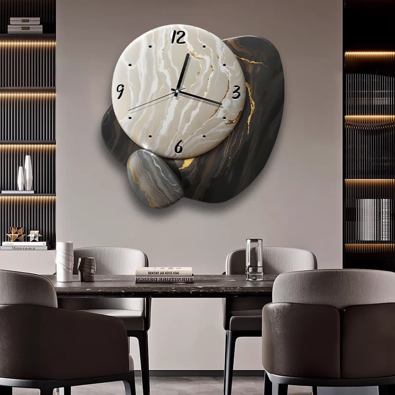 Shilairun restaurant clock wall decoration painting creative high-end living room wall clock dining table wall clock hanging painting
