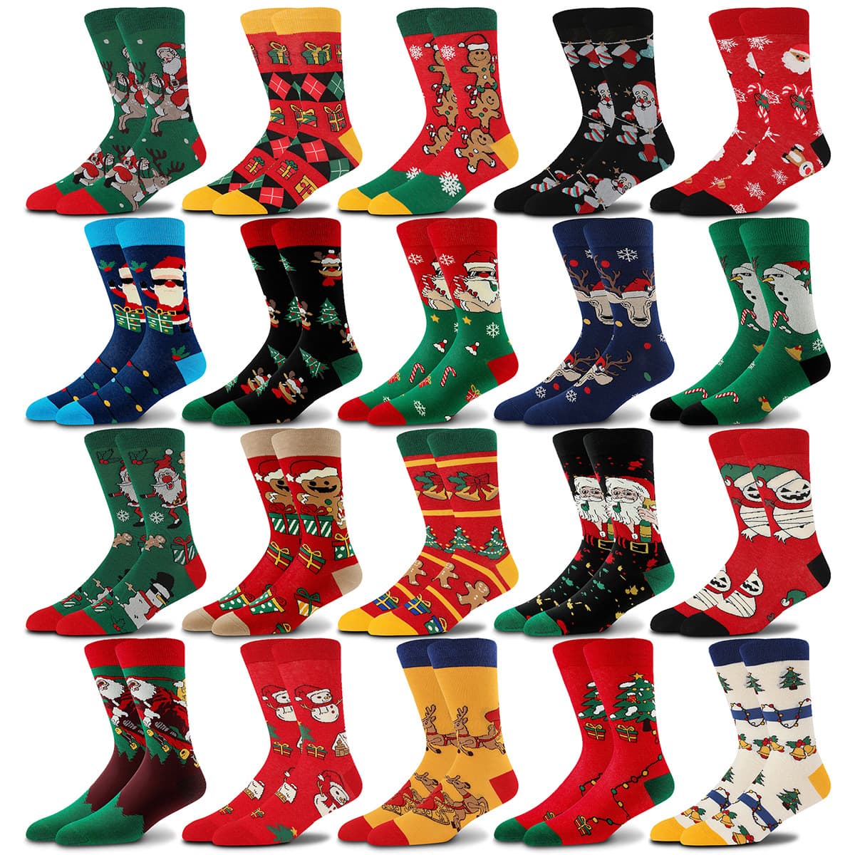 Amazon New Style Autumn Winter Mid-Calf Trendy Socks, European and American Cross-border Cotton Socks, Cartoon Santa Claus Print Socks Wholesale
