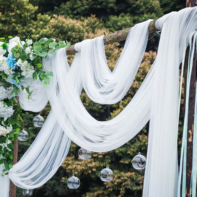 White Mesh Gauze Wedding Arch, Marriage Proposal, Chinese Style Background, Ceiling White Gauze, Photo Outdoor Decoration