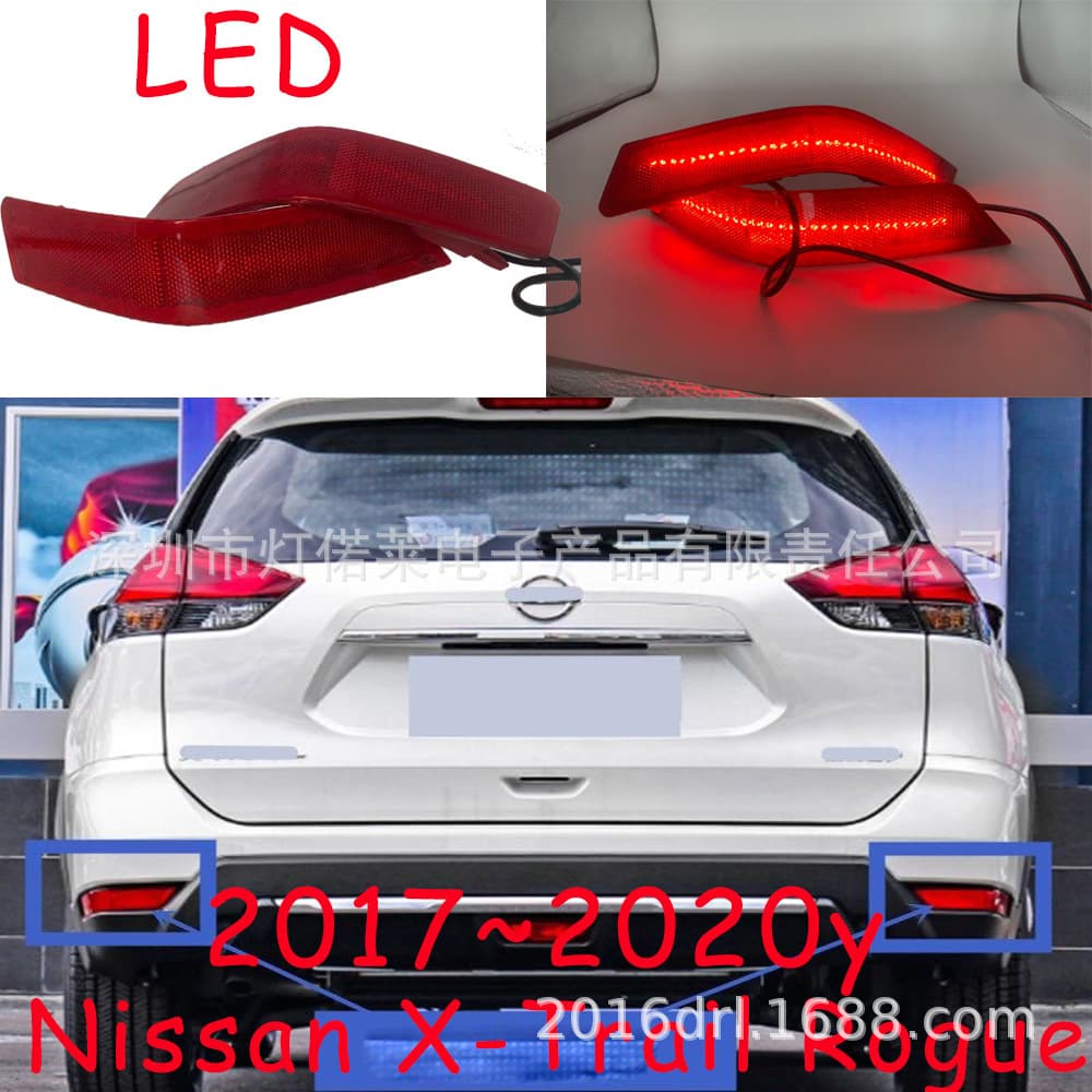 Suitable for Nissan X-Trail rear bumper light streamer LED brake fog light surround warning pilot tail light 2017~2020