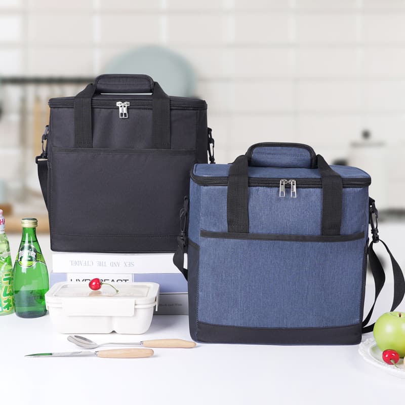 Large Capacity Square Insulated Lunch Bag for Students and Office Workers, Portable Cooler Bag for Camping and Picnics, Foldable Oxford Cloth Bento Bag