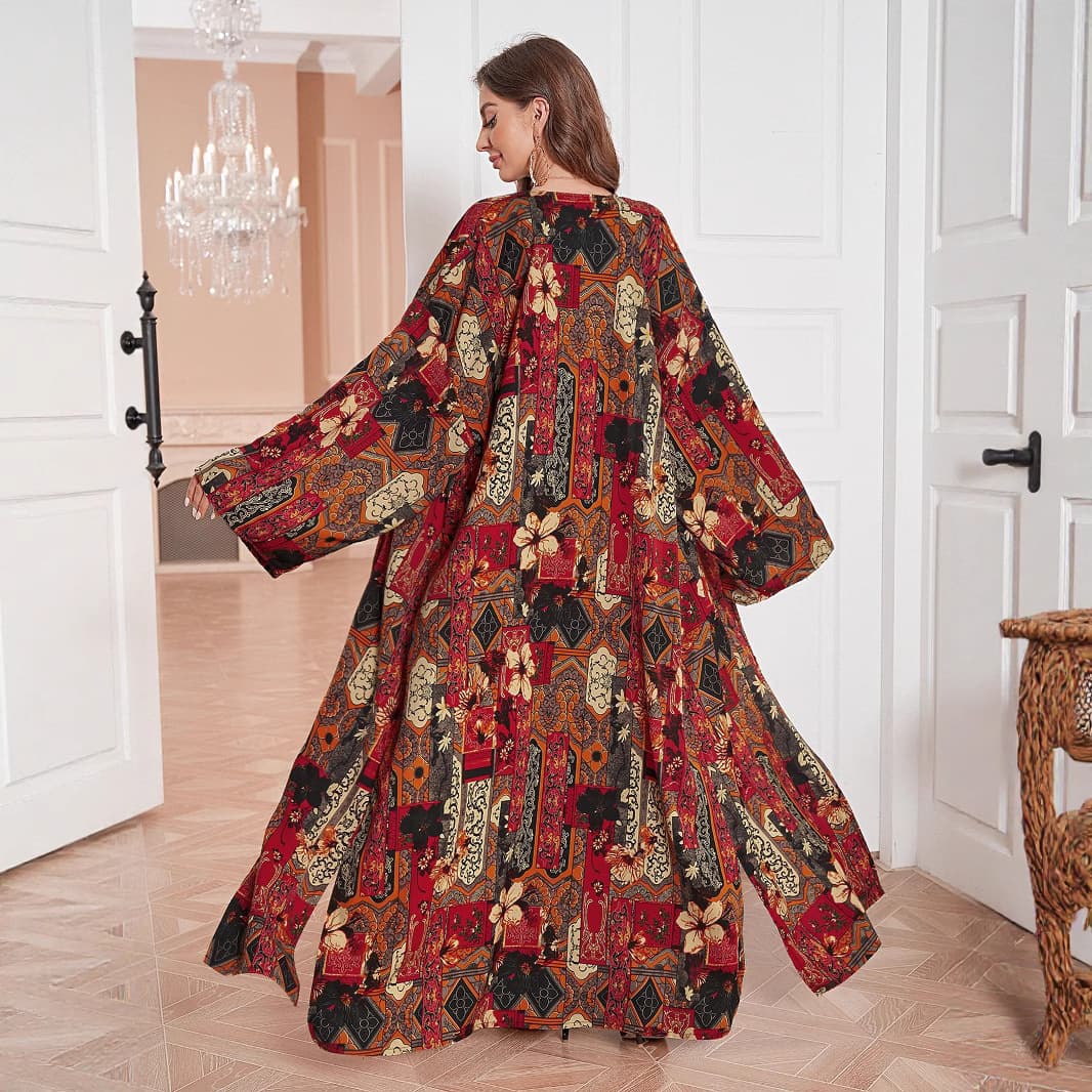 Women's Foreign Trade Apparel Cape Drop Shoulder Sleeve Printed Robe