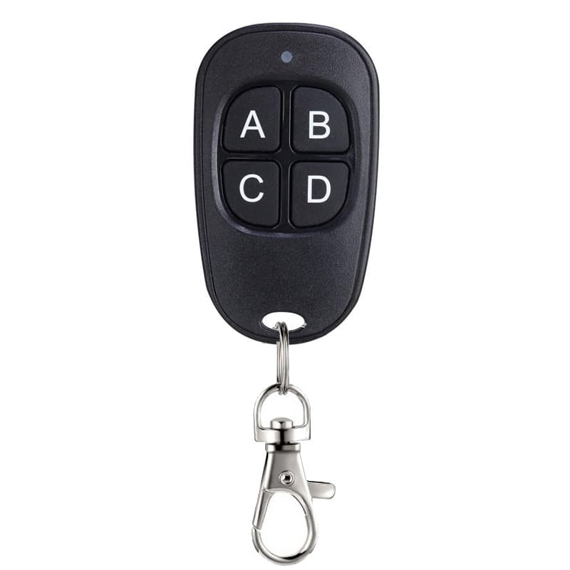 Black 4-Button Remote Control, Learning Code Rolling Code, LED Light Switch, Electronic Lock, Engine Remote Control