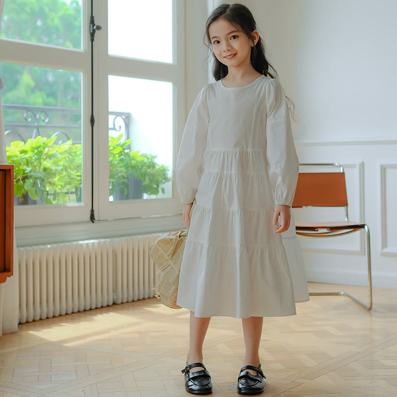 Girls' Summer Dress New Style, Medium to Large Kids, Puff Sleeve, Mid-Length, Forest-Inspired Tiered Long Dress, Parent-Child Matching Fashion