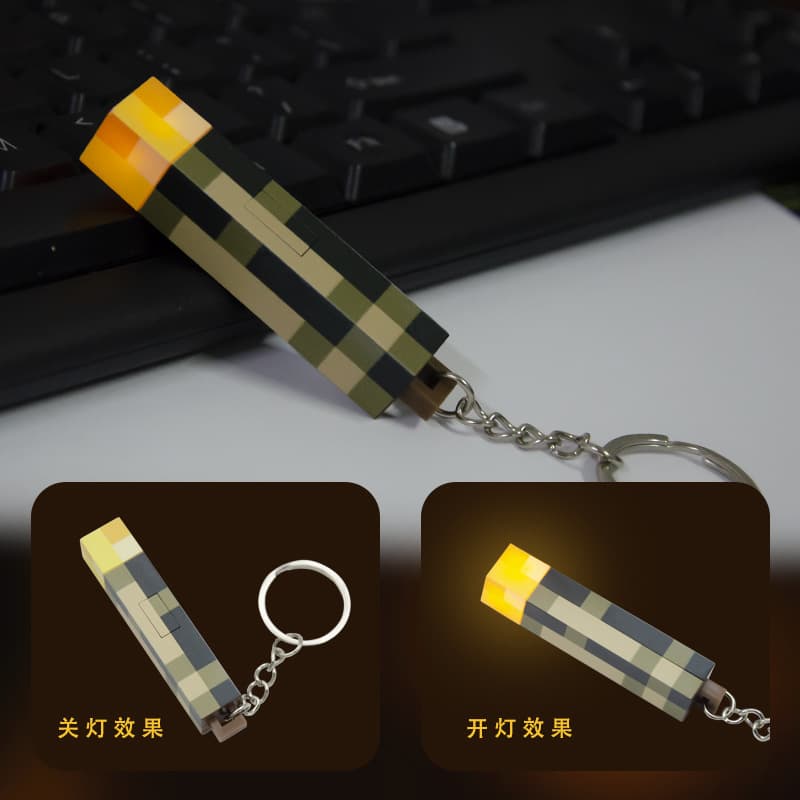 Minecraft Torch Light Up Keychain Mini Torch Model Pendant Toy
