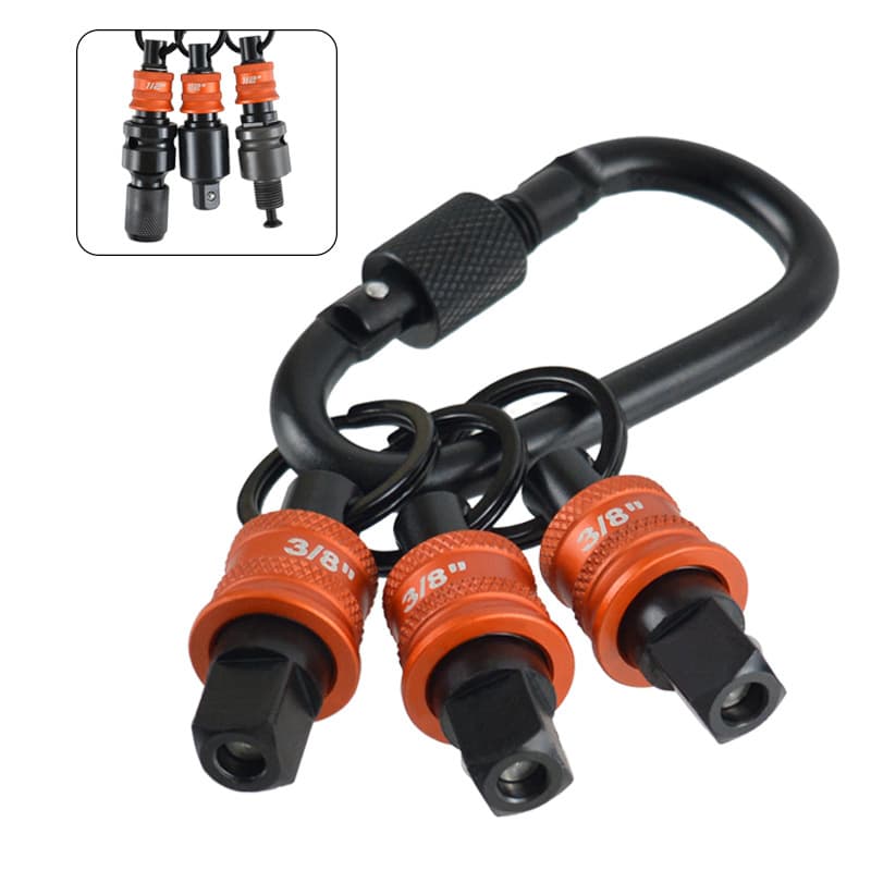 3PC square hole key chain post 1/2" 3/8" carabiner set aluminum alloy sleeve storage post