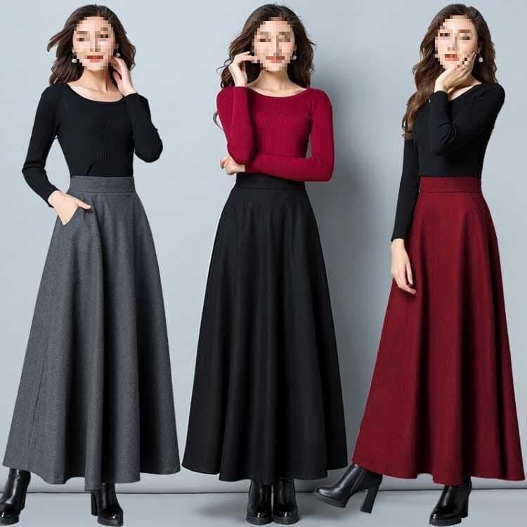 【Slimming】Autumn/Winter Wool Mid-Length Flared Skirt, Square Dance Skirt
