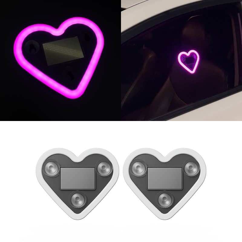 New Car Solar Triangle Window Heart-Shaped Ambient Light, Car Interior Decorative Love Heart Neon Light