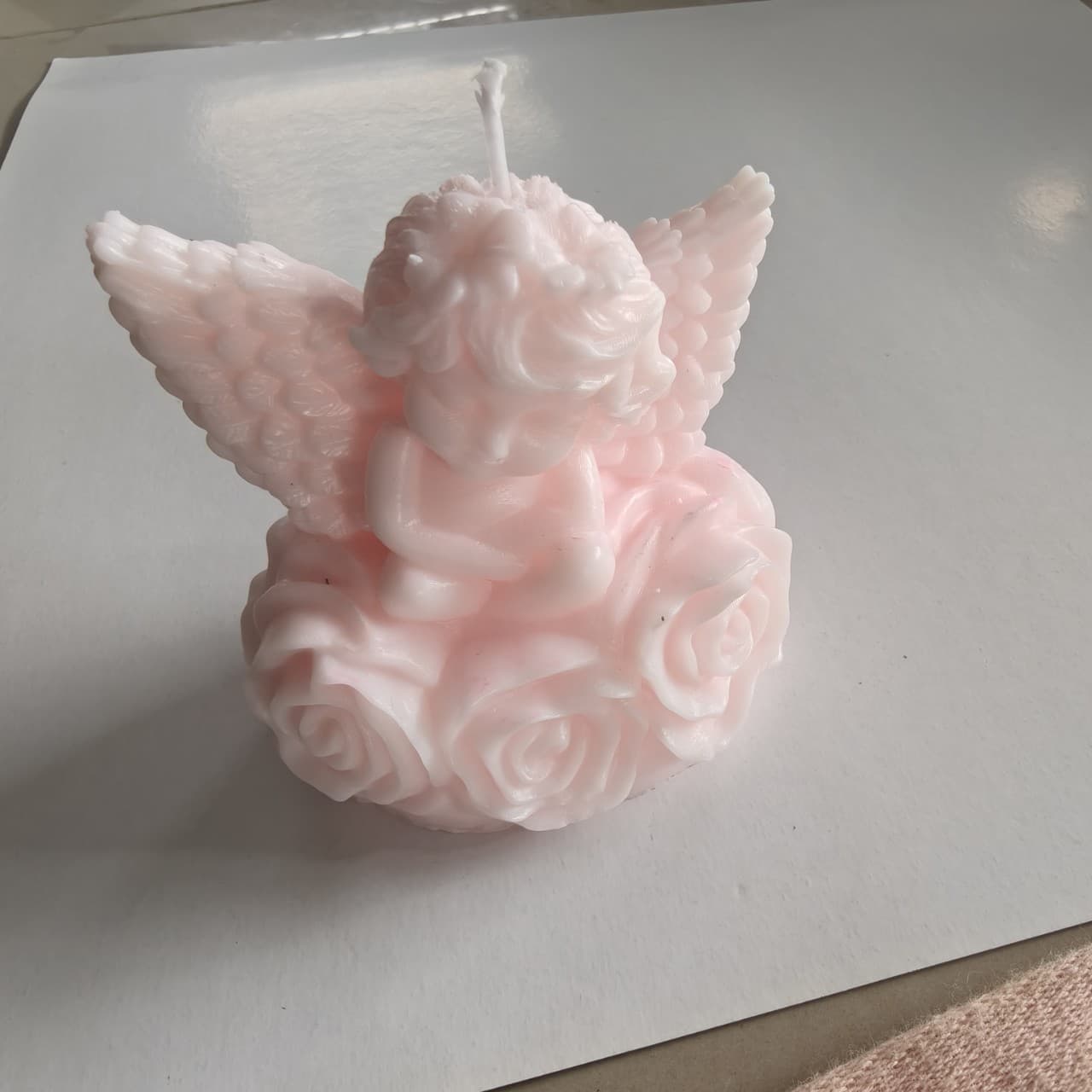 Pink Carved Rose Angel Shell Angel Wings Cute Girl Office Desktop Small Ornament Decorative Candle