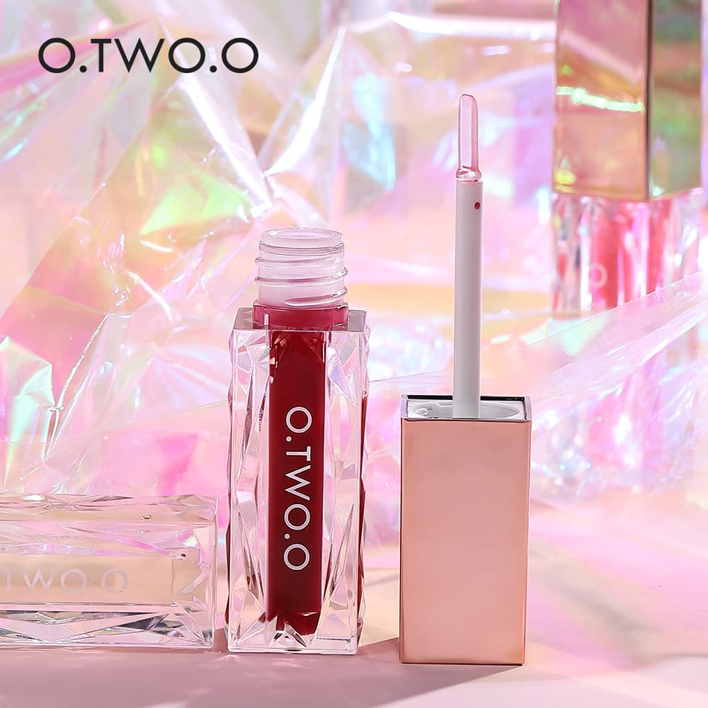 O.TWO.O Clear Berry Ice Crystal Lip Gloss, Watery Glass Transparent Lip Gloss, Long-lasting and Does Not Fade 1014