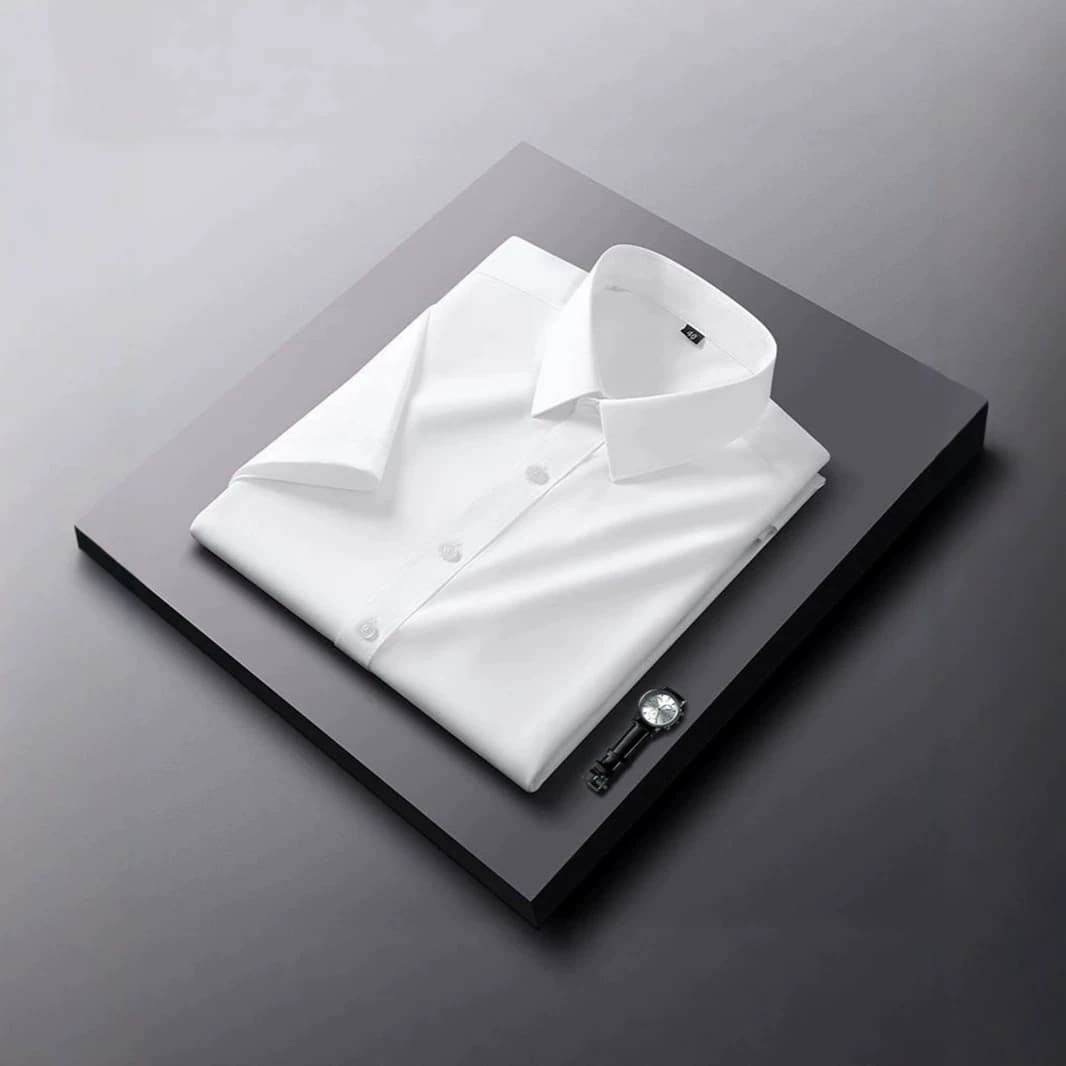 2026 Summer Wine Red Shirt Men Short Sleeve Business Casual Professional Wear Solid Color Half Sleeve Shirt Men's Shirt