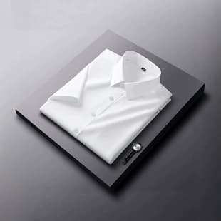 2026 Summer Wine Red Shirt Men Short Sleeve Business Casual Professional Wear Solid Color Half Sleeve Shirt Men's Shirt