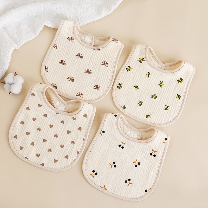 U-Shaped Bib Six-Layer Cotton Gauze Baby Drool Bib Feeding Bib Anti-Spit Bib Ins Korean Style Bib