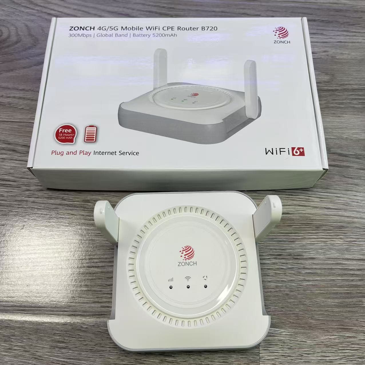 ZONCH 4G CPE Router B720 with 5200mAh Battery with Band B28 Supports WiFi 6