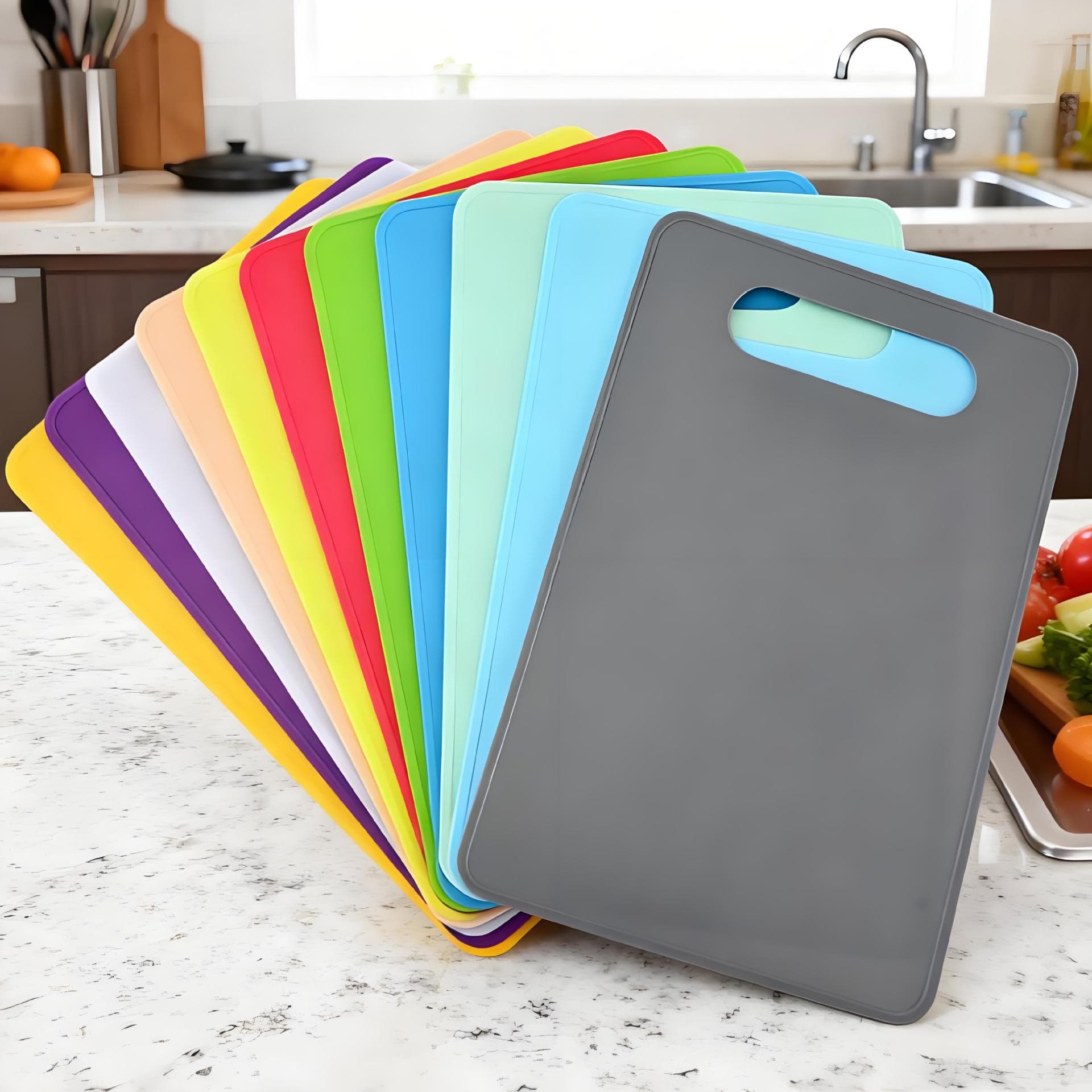 Colorful PP Plastic Rectangular Cutting Board Double-Sided Kitchen Fruit Cutting Board Children's Supplementary Food Board Home Use