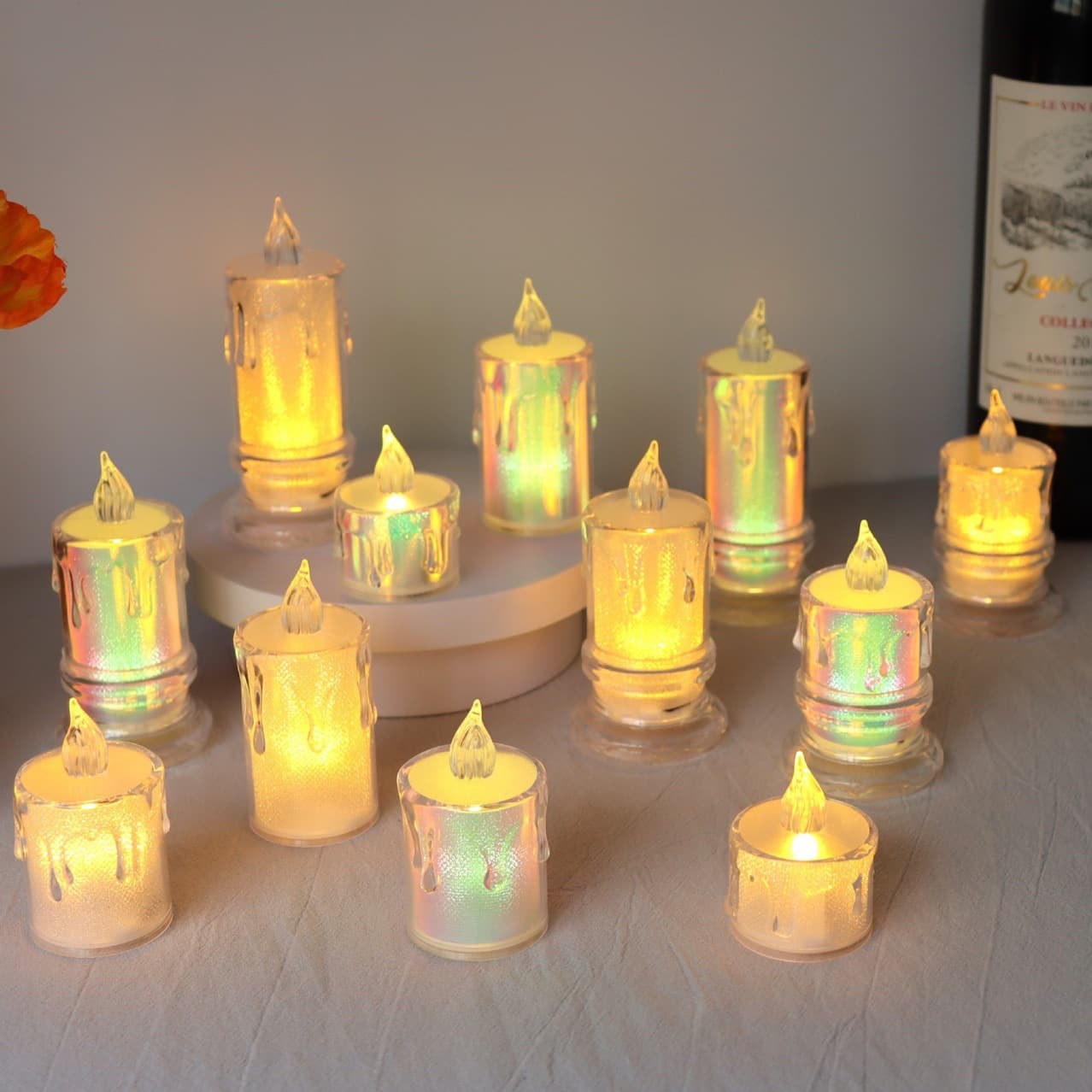 LED Electronic Candle Light, Transparent Tearful Small Tea Light, Ins Decor Atmosphere Lamp, Christmas Gift Romantic Ambiance