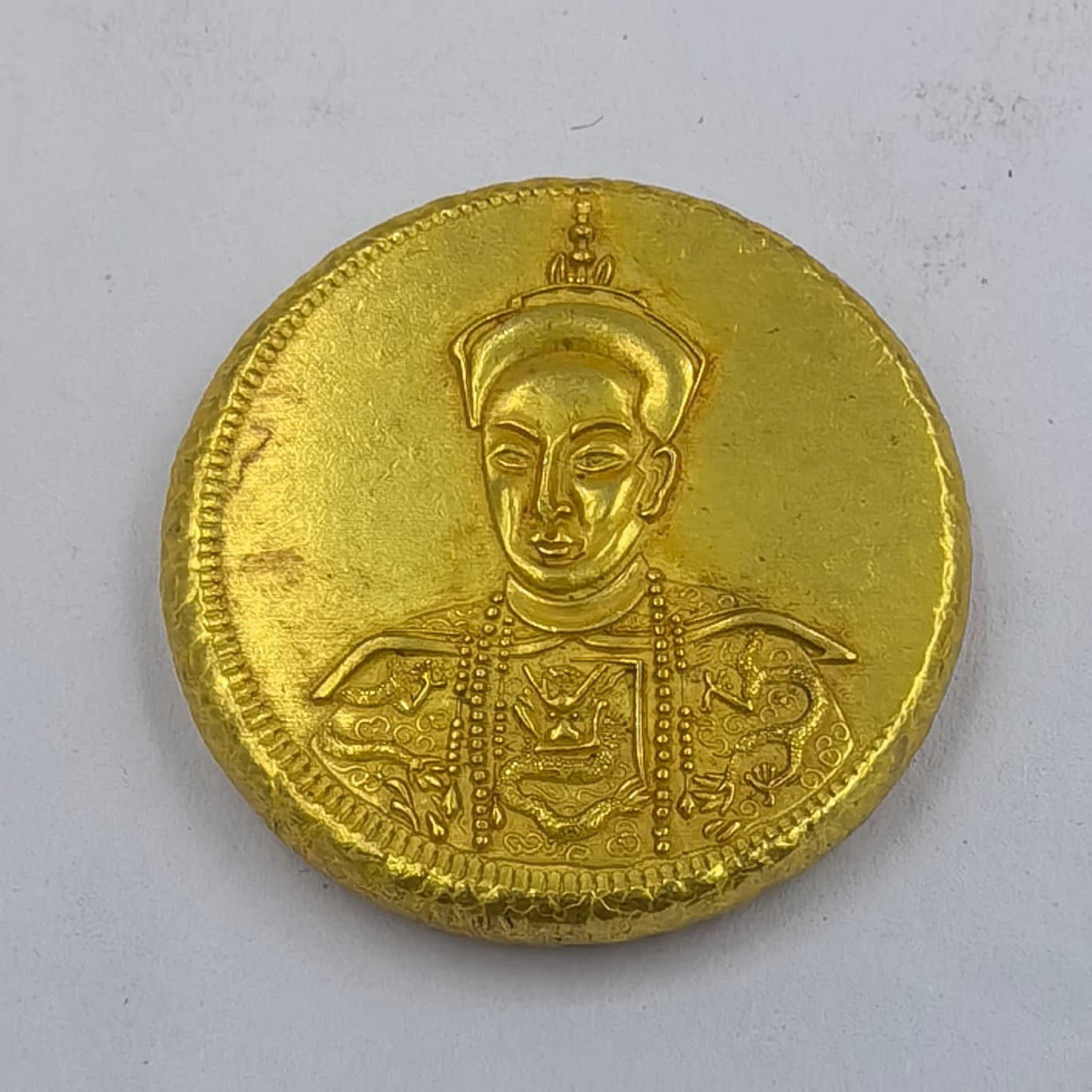 Antique Craft Emperor Guangxu Portrait Gilded Gold Coins Collectible Display Pieces