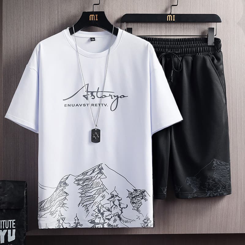 Casual Suit Men's Sports Summer Thin Ice Silk Short-Sleeved Shorts Fashionable Clothes Men's Clothing Set Collocation Handsome