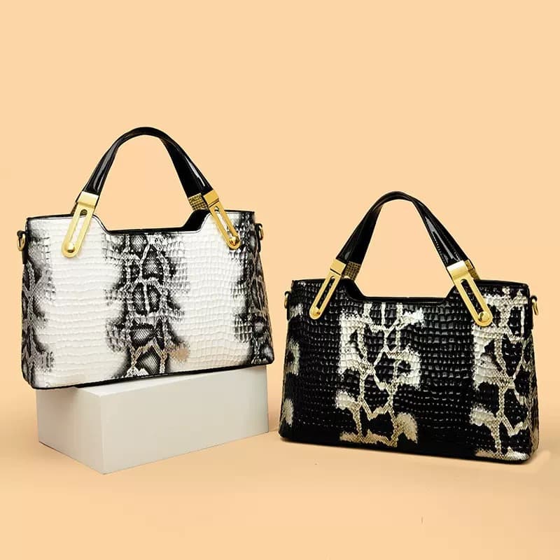 Foreign trade snake pattern large capacity bag for women new fashion women's bag embossed shoulder bag versatile crocodile pattern handbag