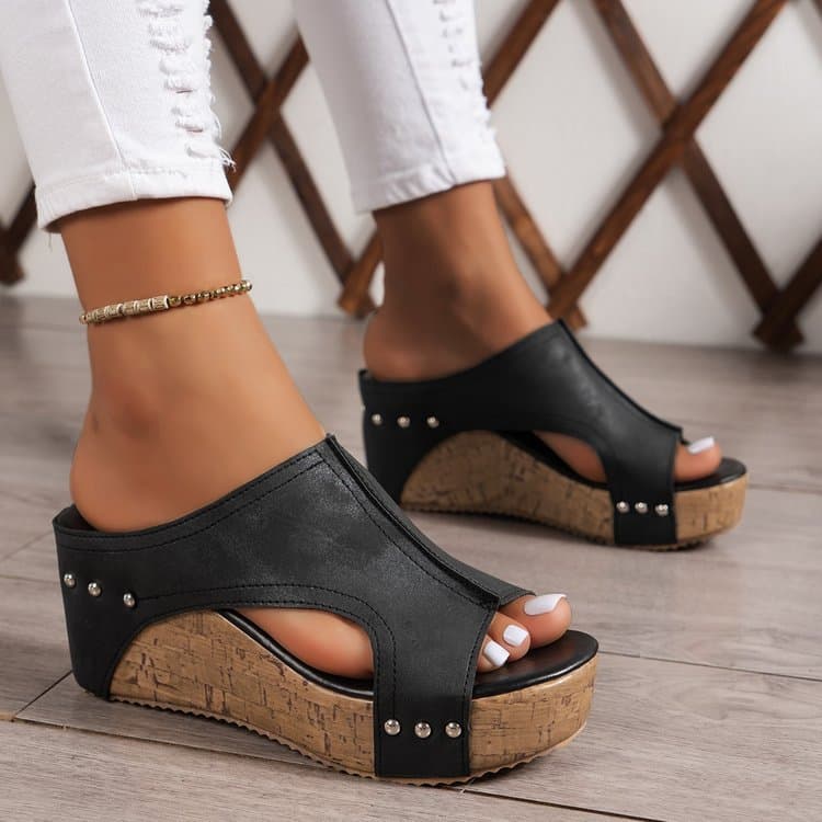 Wedge Heel Sandals, Popular Summer New Style, Round Toe Thick Sole Roman Sandals for Women, Large Size Export Peep Toe Platform Sandals