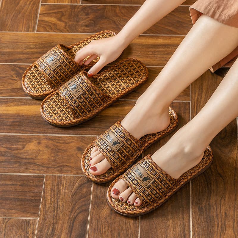 Women's Spring and Autumn Summer Rattan Straw Indoor Home Linen Non-Slip Odor-Free Sandals and Slippers, Four Seasons Wholesale for Men