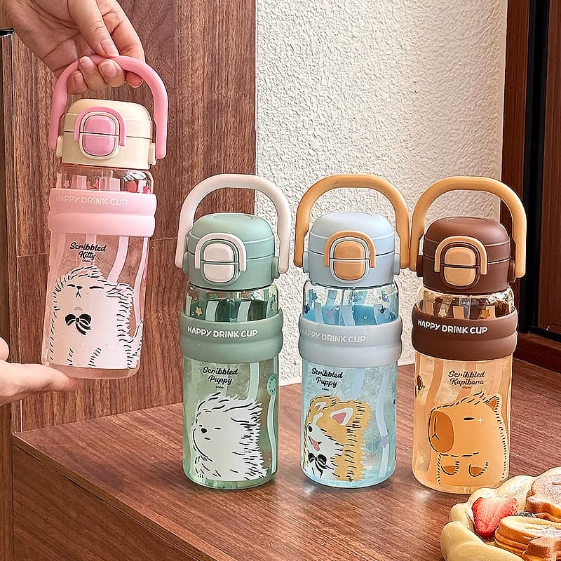 Capybara Water Cup Large Capacity Summer High Temperature Resistant Plastic Cup Student Children School Dual Drinking Bottle