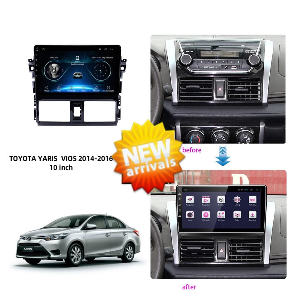 Compatible with Toyota Vios VIOS 14-17 Navigation Frame DVD Audio Modification Panel Universal Fit Trim Panel