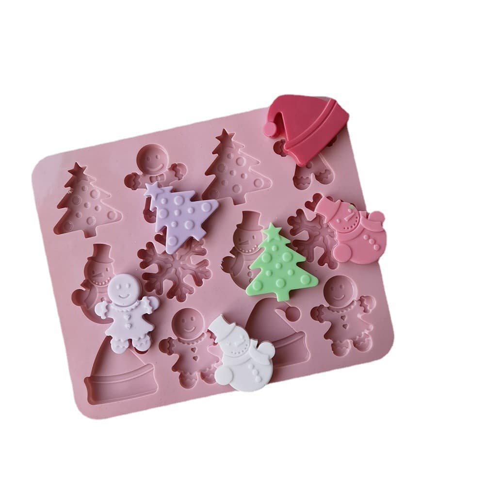 6-Connected Christmas Snowman Silicone Mold Cartoon DIY Ice Cream Jelly Pudding Cake Mold Soap Resin Plaster Mold