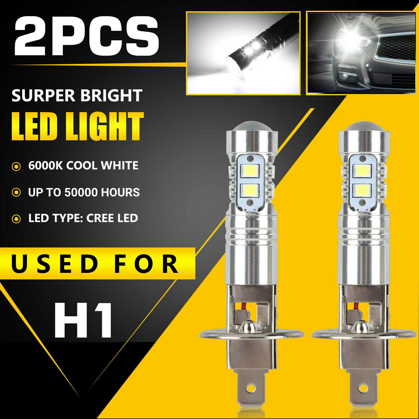 Car LED headlight high power H1 2323 50W 10SMD 50W led fog light headlight