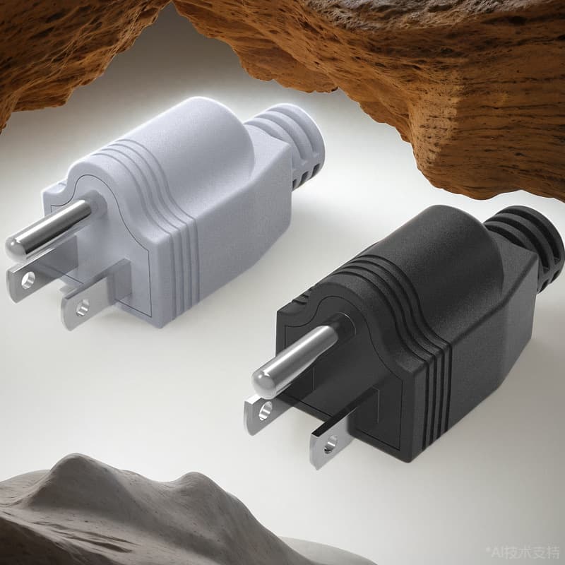 American Standard Plug with Detachable Design, UL Certified Power Plug, 3-Pin (One Round, Two Flat) Configuration