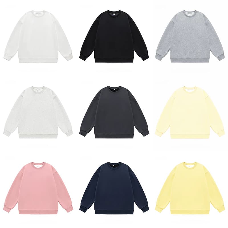 Cross-border TC Cotton Composite Milk Silk 310g Back Neck Wrap Loose Drop Shoulder Round Neck Sweatshirt Unisex Blank Version