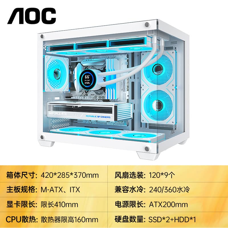 AOC CG381/CG391/CG392 Panoramic Seaview Computer Case MATX Full Side Transparent 240 Gaming Case