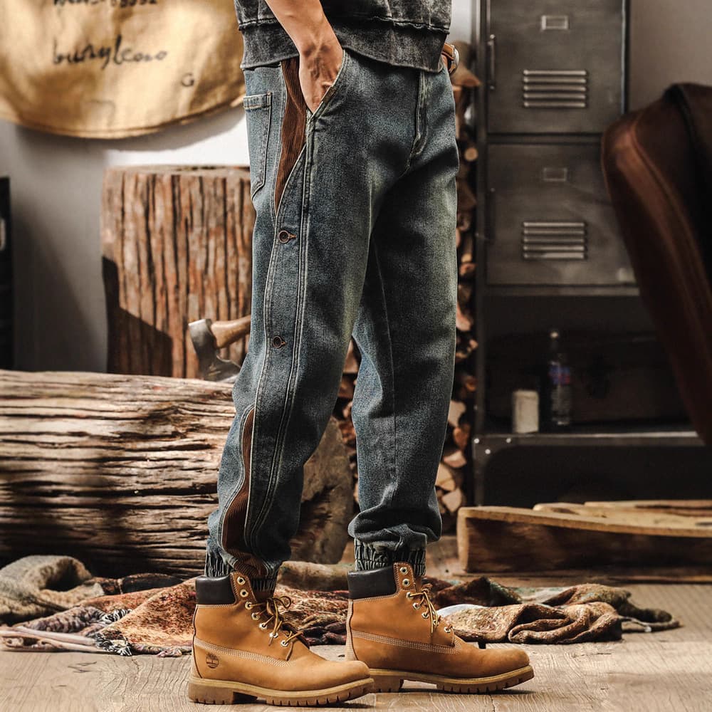 American Retro Washed Jeans Men's Loose 2025 New Work Pants Men's Spring and Autumn Style Casual Pants Men's