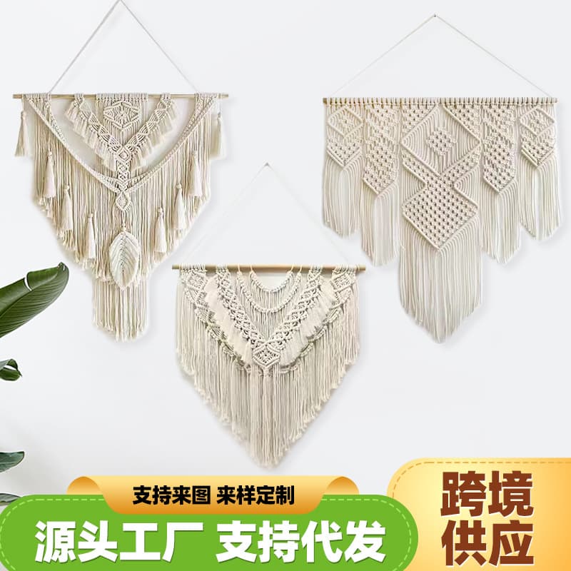 Handwoven Tassel Tapestry Bohemian Wall Art Decor for Living Room and Guesthouse