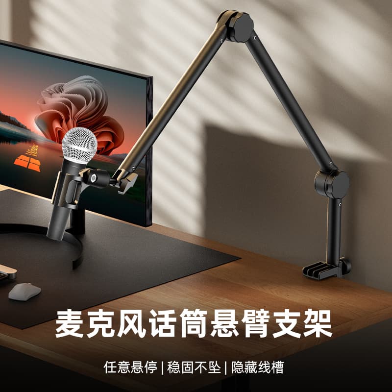 Microphone Boom Arm Stand Live Streaming Singing Stand Universal Folding Stretch Adjustable Wall-Mounted Condenser Mic Stand