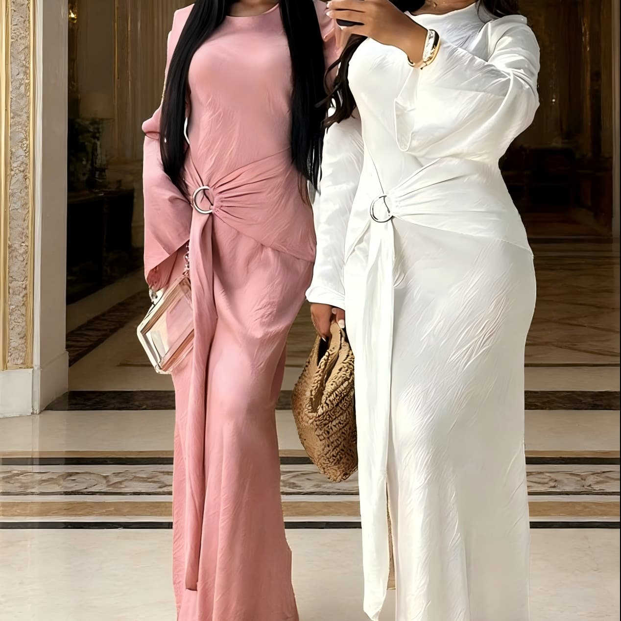 Modest Women's Long Sleeve Fitted Long Dress, Cross-Border Trade