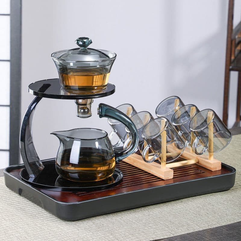 Creative Lazy Tea Maker, Magnetic Glass Teapot, High-End Tea Set, Semi-Automatic Tea Maker, Household Tea Set